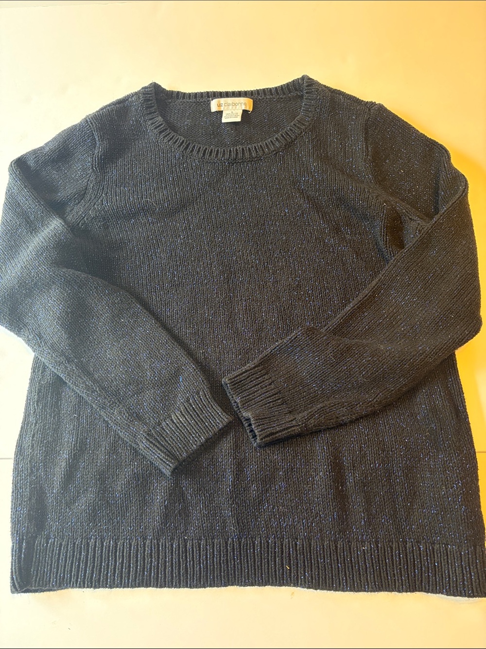 Liz Claiborne Navy Crewneck Sweater with Subtle Flecks